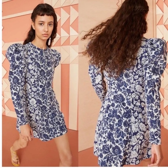 Floral Mini Denim Dress - Picture 9 of 17